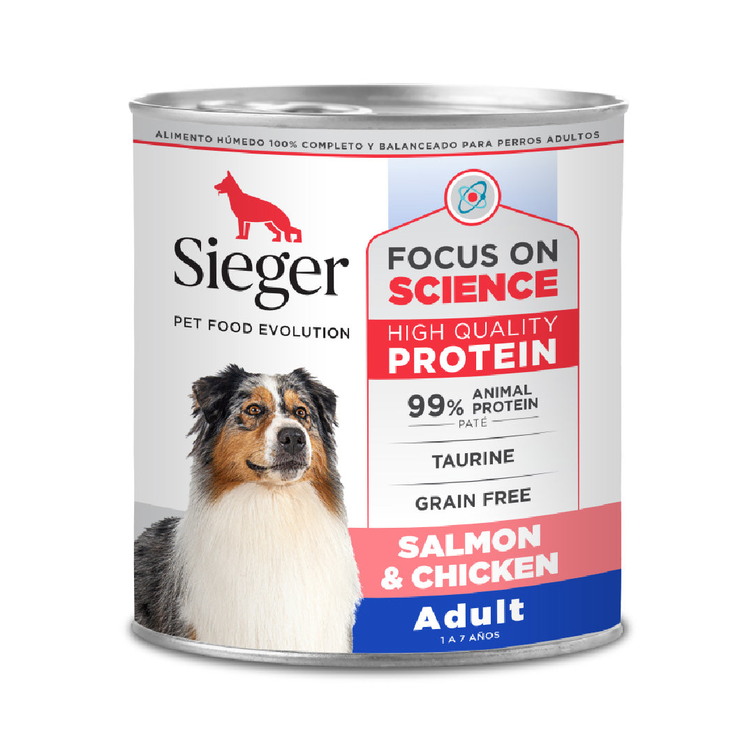 Lata Sieger Perro Adulto Salmón y Pollo – 340gr