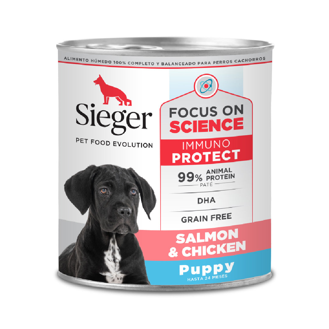 Lata Sieger Perro Cachorro Salmón y Pollo – 340gr