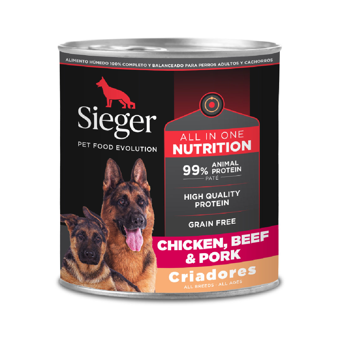 Lata Sieger Criadores Perro Adulto Pollo Carne Cerdo – 340gr