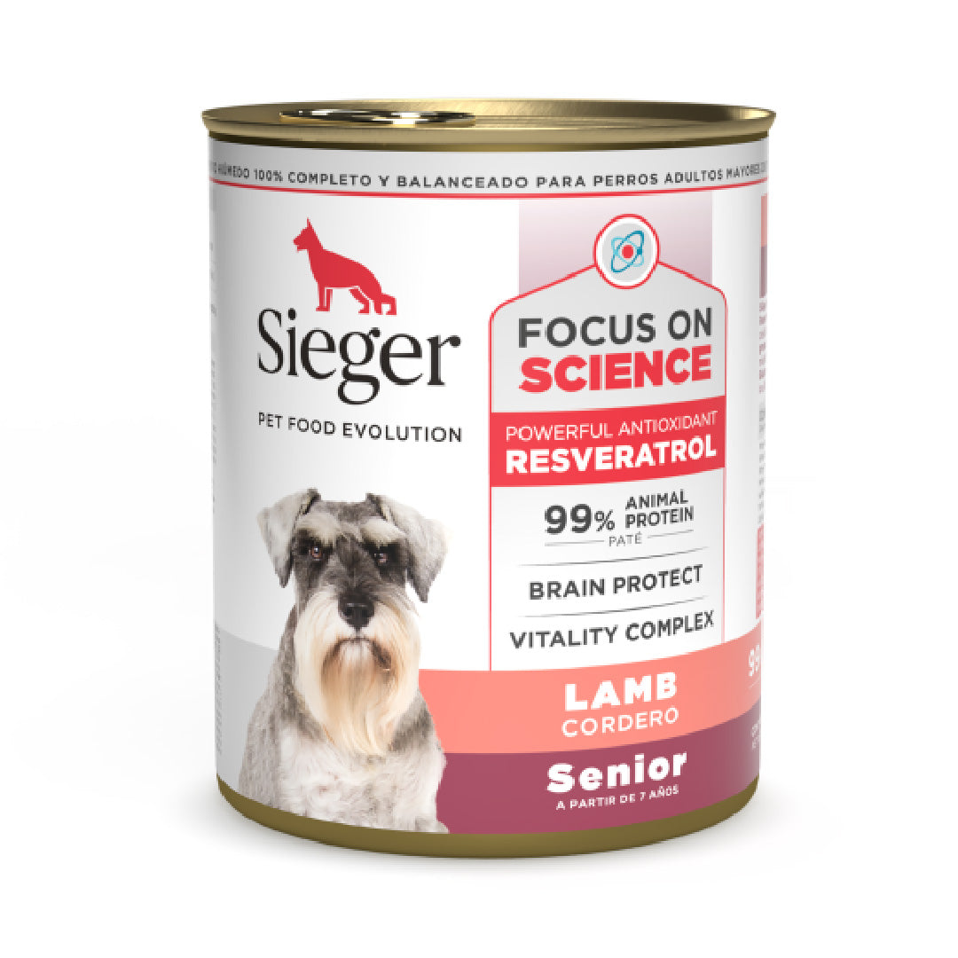 Lata Sieger Perro Adulto Senior Cordero – 340gr