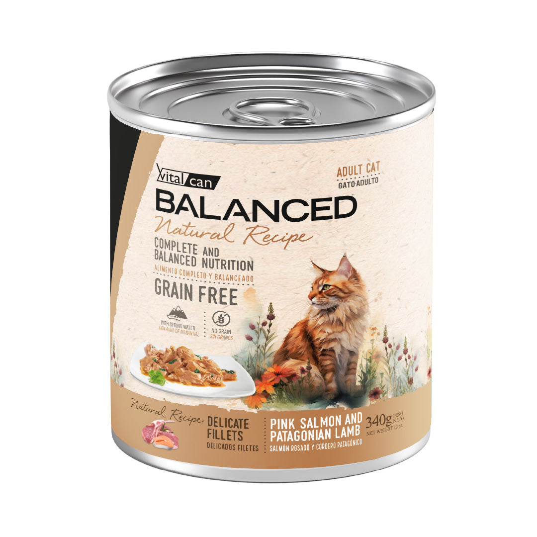 Lata Balanced Gato Adulto Filetes Salmón y Cordero – 340gr