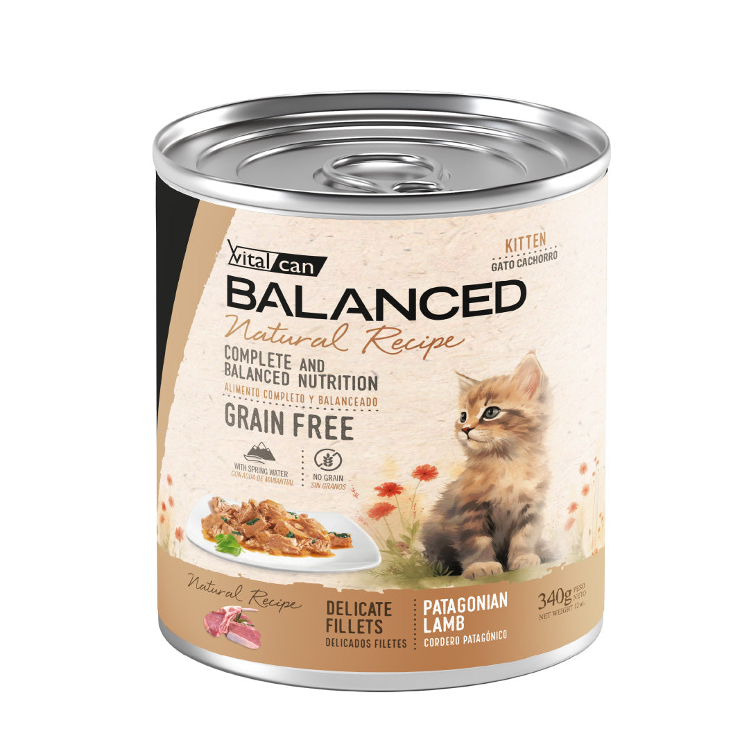 Lata Balanced Gato Cachorro Filetes Cordero – 340gr