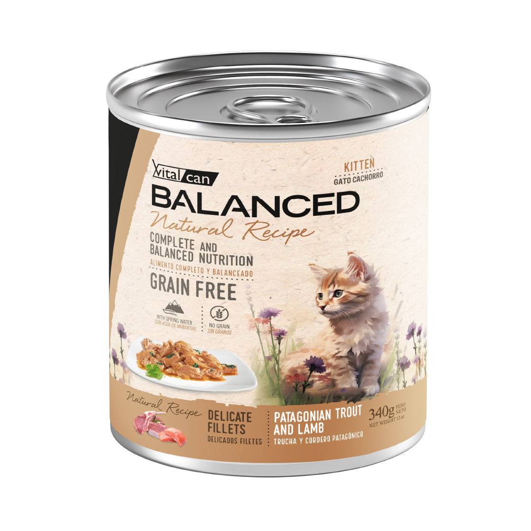 Lata Balanced Gato Cachorro Filetes Trucha y Cordero – 340gr